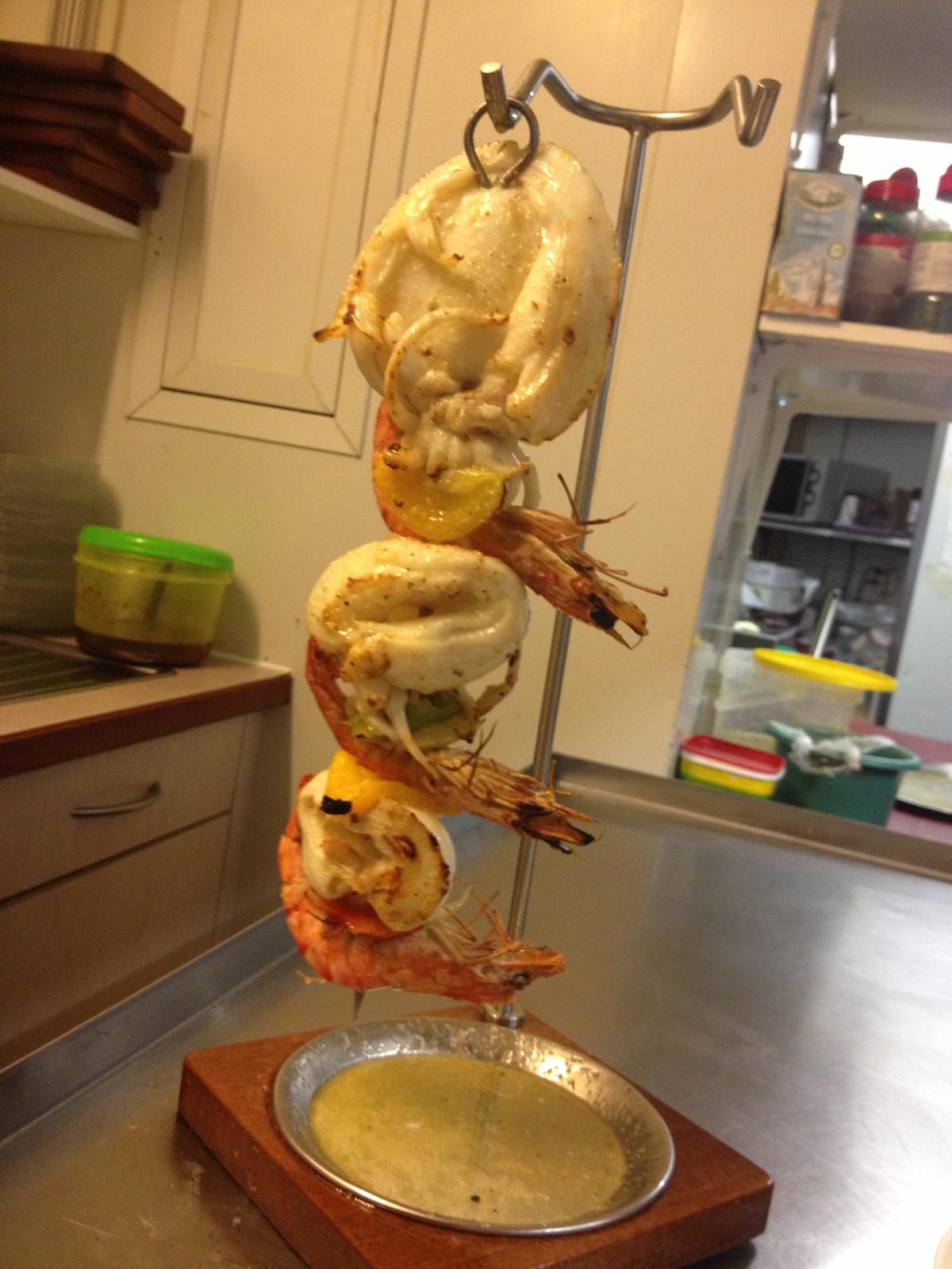Brochette de gambas grillées